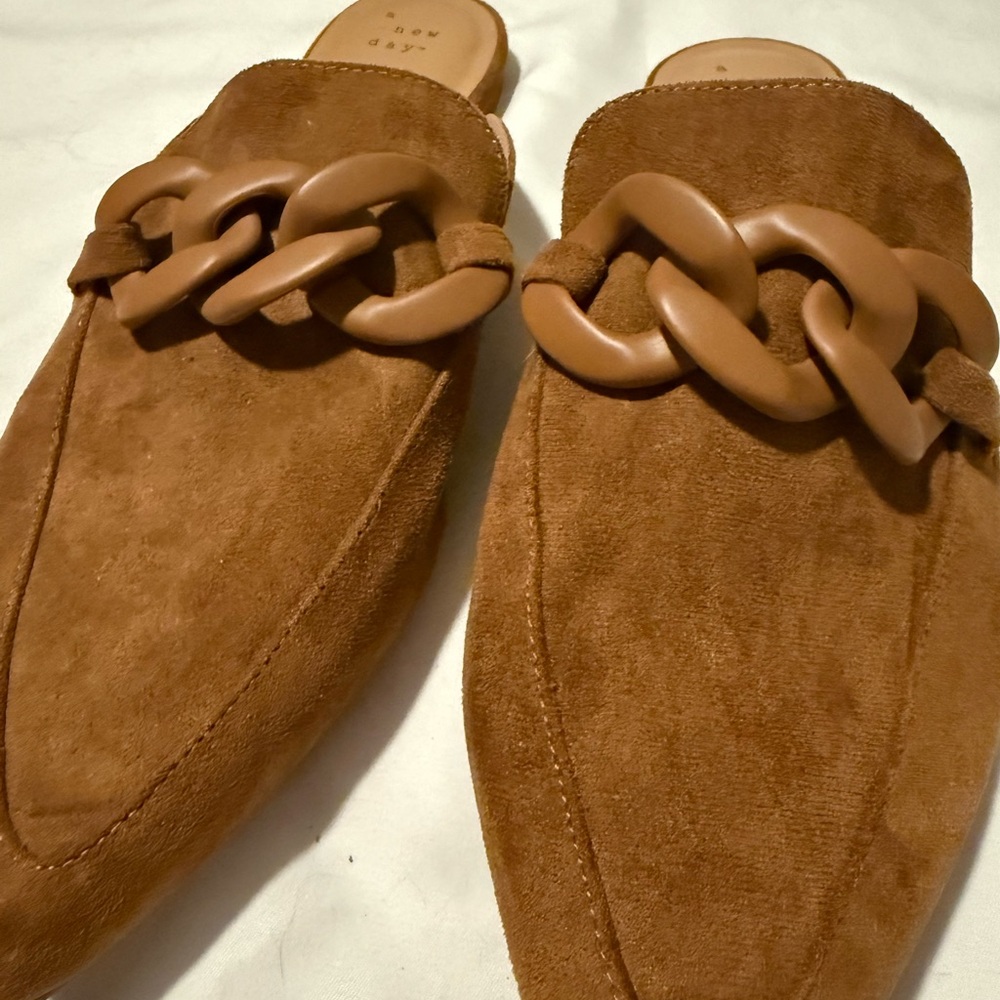 Faux Brown Suede Women’s Backless Loafers